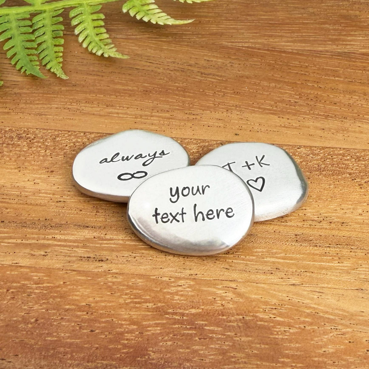 Custom Pewter Worry Stone : Hand Stamped Pocket Token