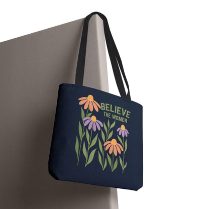 Believe The Women Feminist Tote Bag, Support Epstein Survivors Activism Shopping Bag