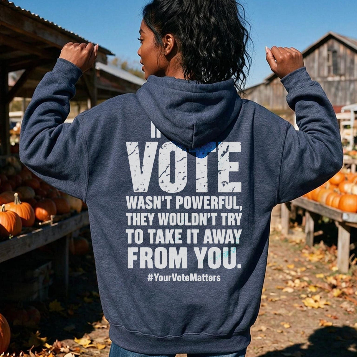 Navy hoodie with white text that reads &amp;quot;My Vote Wasn&amp;