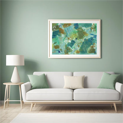 Teal Abstract Matte Poster, Handmade Abstract Art, Green and Blue Art, Scanned from Hand-Painted Acrylic, Neutral Colors, Earthy Tones