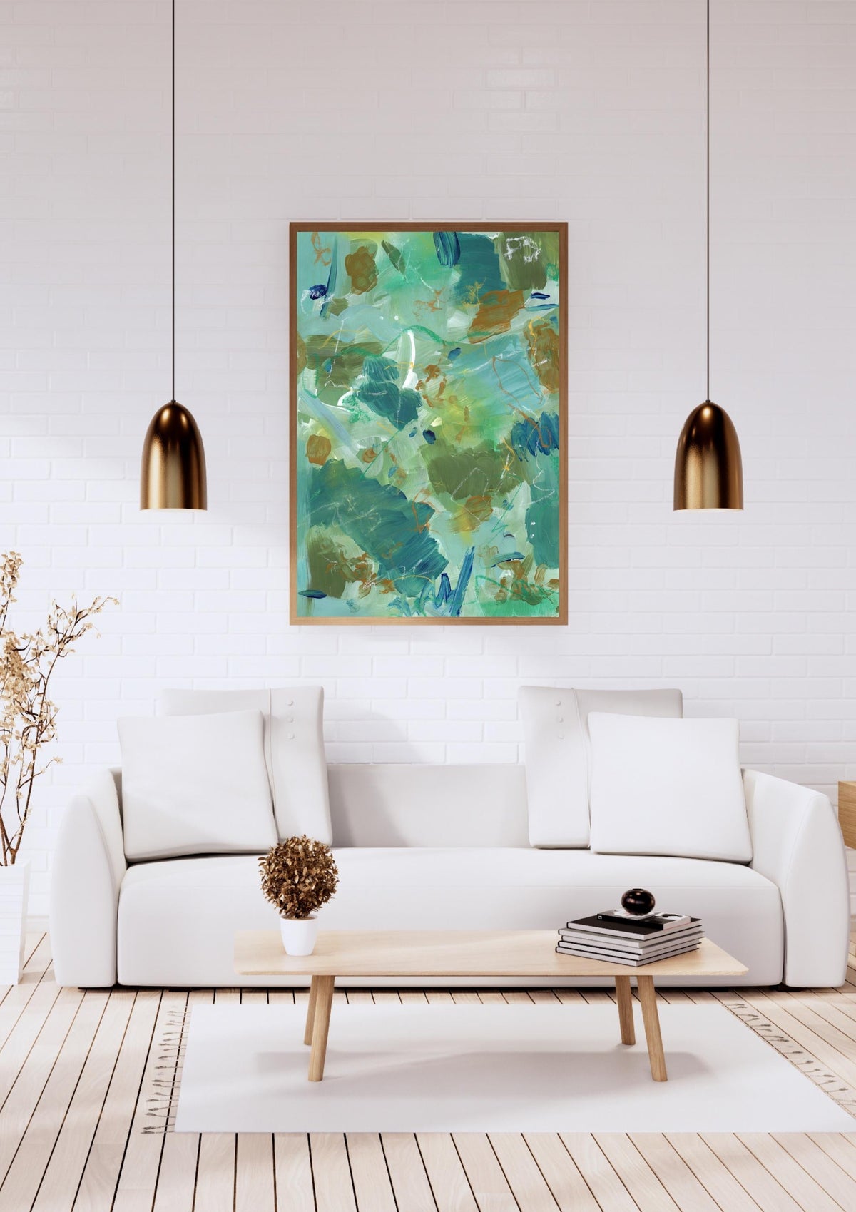 Teal Abstract Matte Poster, Handmade Abstract Art, Green and Blue Art, Scanned from Hand-Painted Acrylic, Neutral Colors, Earthy Tones