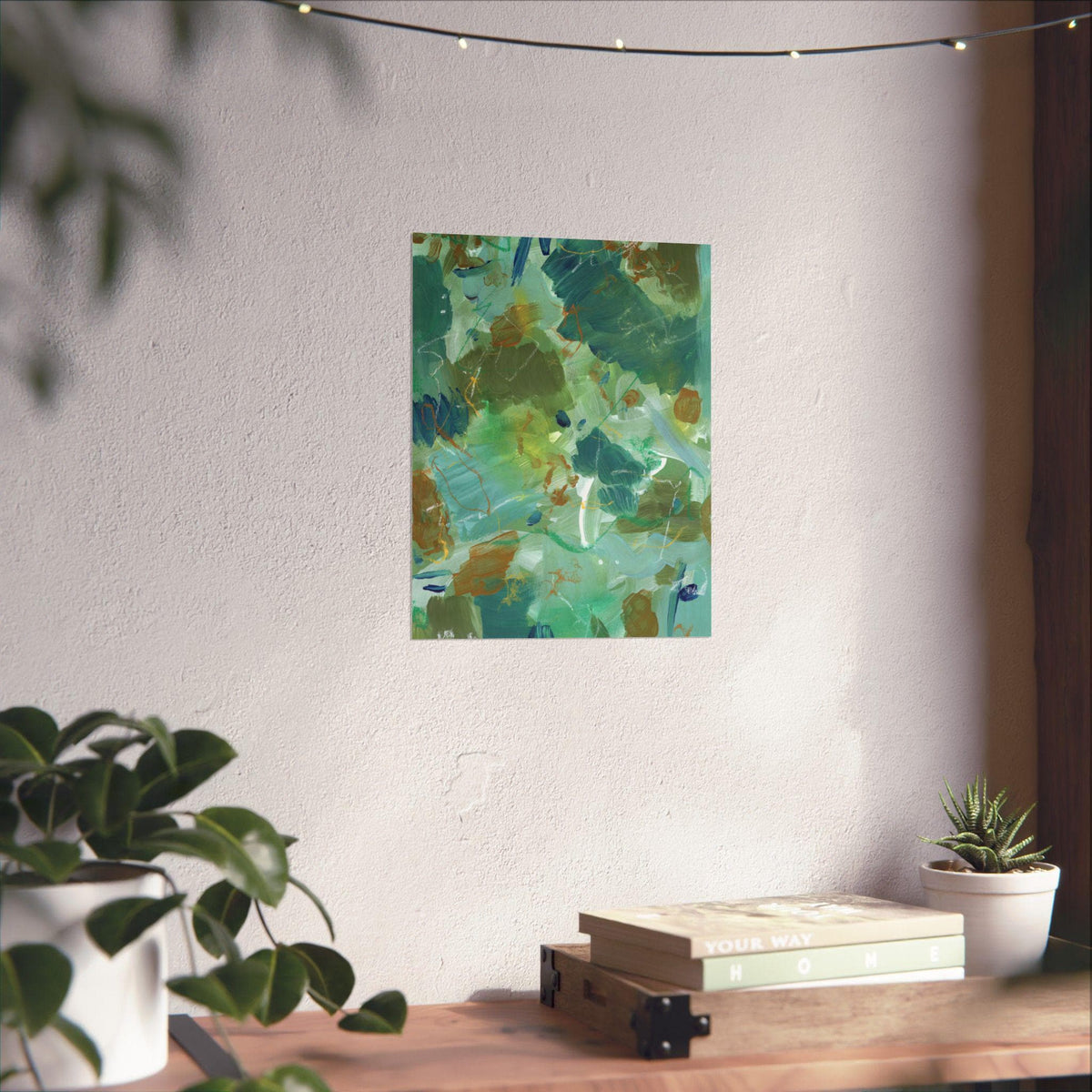 Teal Abstract Matte Poster, Handmade Abstract Art, Green and Blue Art, Scanned from Hand-Painted Acrylic, Neutral Colors, Earthy Tones