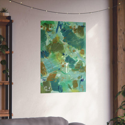 Teal Abstract Matte Poster, Handmade Abstract Art, Green and Blue Art, Scanned from Hand-Painted Acrylic, Neutral Colors, Earthy Tones