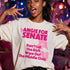 Cream t-shirt with pink text: "ANGIE FOR SENATE" and "Don&