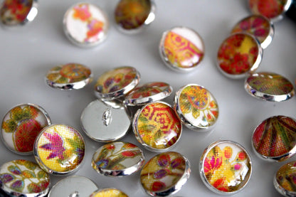 Small Round Buttons - Rich Florals and Fabric Patterns - 12mm / 1/2 inch