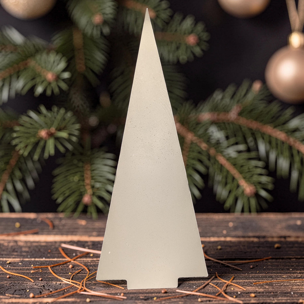 Modern Concrete Christmas Tree Decor, 9&amp;quot; Minimalist Neutral Holiday Tree Figurine, Brutalist Winter Mantel &amp; Shelf Decor