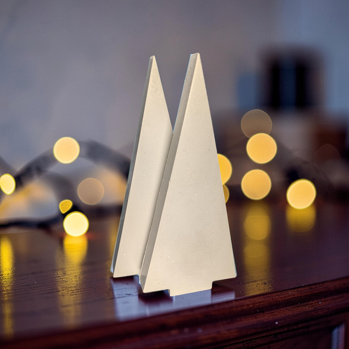 Modern Concrete Christmas Tree Decor, 9&amp;quot; Minimalist Neutral Holiday Tree Figurine, Brutalist Winter Mantel &amp; Shelf Decor