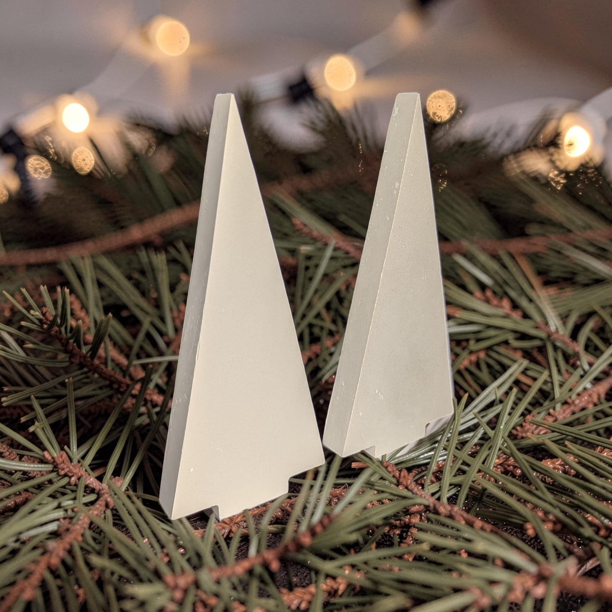 Modern Concrete Christmas Tree Decor, 9&amp;quot; Minimalist Neutral Holiday Tree Figurine, Brutalist Winter Mantel &amp; Shelf Decor