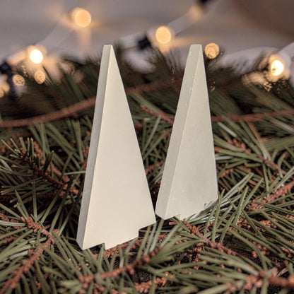 Modern Concrete Christmas Tree Decor, 9&amp;quot; Minimalist Neutral Holiday Tree Figurine, Brutalist Winter Mantel &amp; Shelf Decor