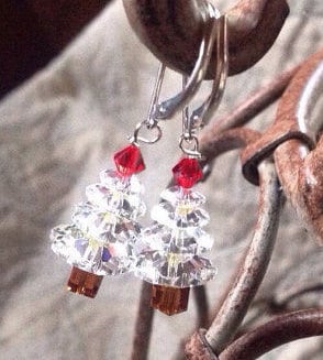 Christmas Tree Earrings - Authentic Crystal drop earrings featuring elegant white Swarovski crystals, perfect for festive celebrations.