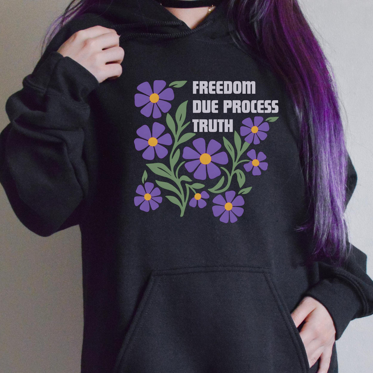 Subtle FDT Floral Freedom Due Process Truth Hoodie, Floral Social Justice Sweatshirt