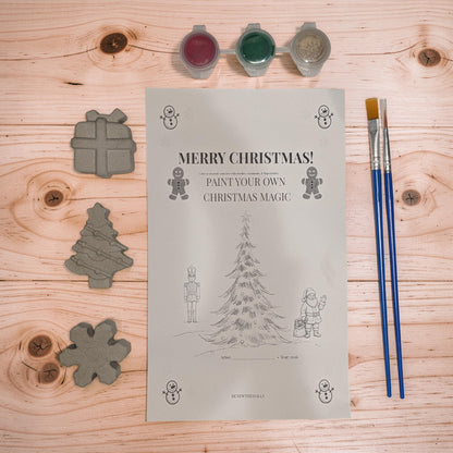 Paint Your Own Christmas Magnets Kit, Concrete Christmas Craft for Kids, Holiday Party Favor, DIY Stocking Stuffer, Classroom Craft Activity