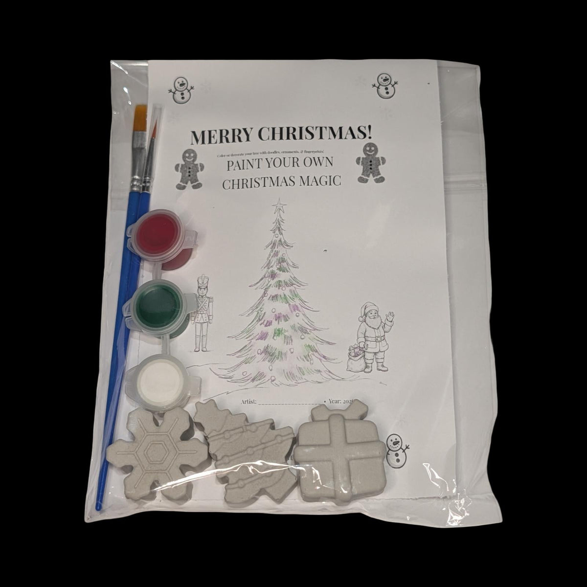 Paint Your Own Christmas Magnets Kit, Concrete Christmas Craft for Kids, Holiday Party Favor, DIY Stocking Stuffer, Classroom Craft Activity