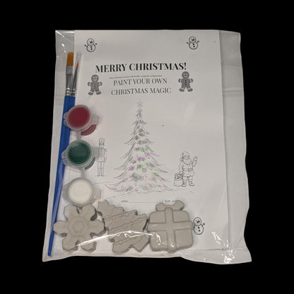 Paint Your Own Christmas Magnets Kit, Concrete Christmas Craft for Kids, Holiday Party Favor, DIY Stocking Stuffer, Classroom Craft Activity