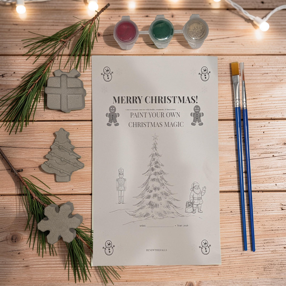Paint Your Own Christmas Magnets Kit, Concrete Christmas Craft for Kids, Holiday Party Favor, DIY Stocking Stuffer, Classroom Craft Activity