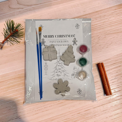 Paint Your Own Christmas Magnets Kit, Concrete Christmas Craft for Kids, Holiday Party Favor, DIY Stocking Stuffer, Classroom Craft Activity