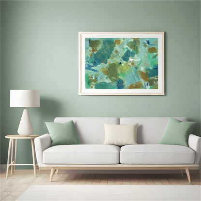 Teal Abstract Matte Poster, Handmade Abstract Art, Green and Blue Art, Scanned from Hand-Painted Acrylic, Neutral Colors, Earthy Tones