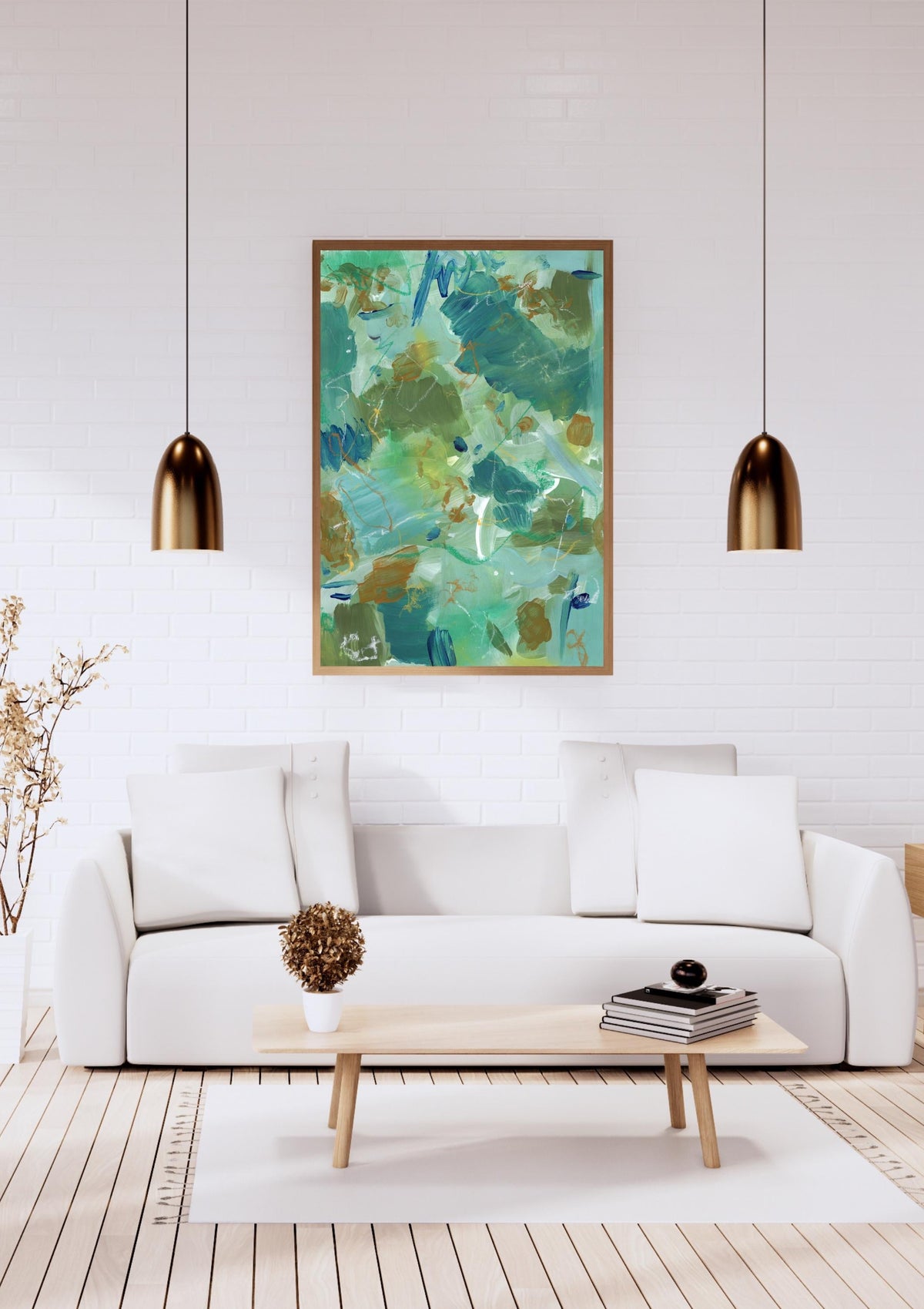 Teal Abstract Matte Poster, Handmade Abstract Art, Green and Blue Art, Scanned from Hand-Painted Acrylic, Neutral Colors, Earthy Tones