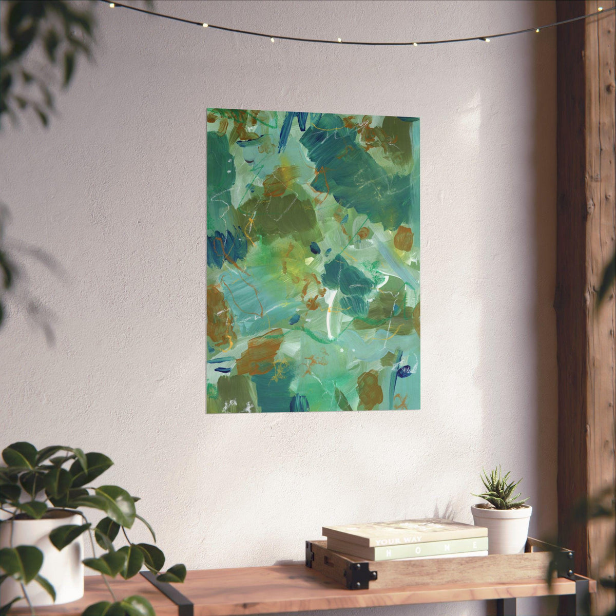 Teal Abstract Matte Poster, Handmade Abstract Art, Green and Blue Art, Scanned from Hand-Painted Acrylic, Neutral Colors, Earthy Tones