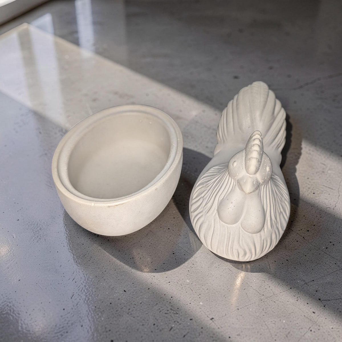 Concrete Chicken Jar with Lid | Hen on Nest Trinket Box | Farmhouse Salt Cellar &amp; Jewelry Dish | Modern Rustic Kitchen Decor
