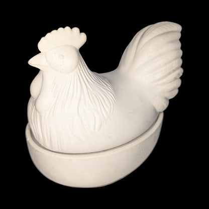 Concrete Chicken Jar with Lid | Hen on Nest Trinket Box | Farmhouse Salt Cellar &amp; Jewelry Dish | Modern Rustic Kitchen Decor