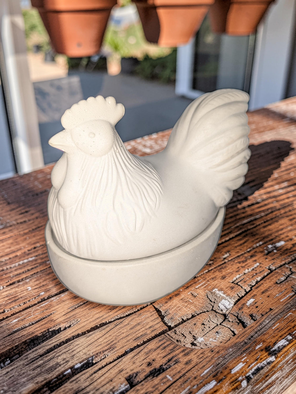 Concrete Chicken Jar with Lid | Hen on Nest Trinket Box | Farmhouse Salt Cellar &amp; Jewelry Dish | Modern Rustic Kitchen Decor