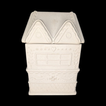 Concrete Gingerbread House Jar with Lid | Christmas Village Trinket Box &amp; Candle Vessel | Holiday Mantle Decor | DIY Winter Craft Jar