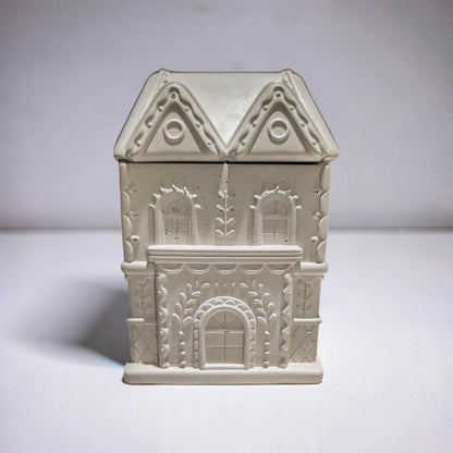 Concrete Gingerbread House Jar with Lid | Christmas Village Trinket Box &amp; Candle Vessel | Holiday Mantle Decor | DIY Winter Craft Jar