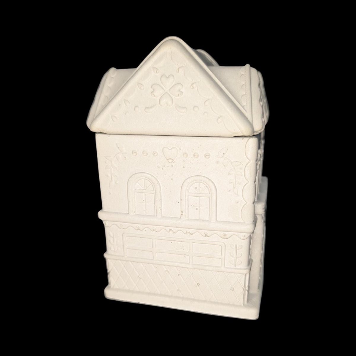Concrete Gingerbread House Jar with Lid | Christmas Village Trinket Box &amp; Candle Vessel | Holiday Mantle Decor | DIY Winter Craft Jar