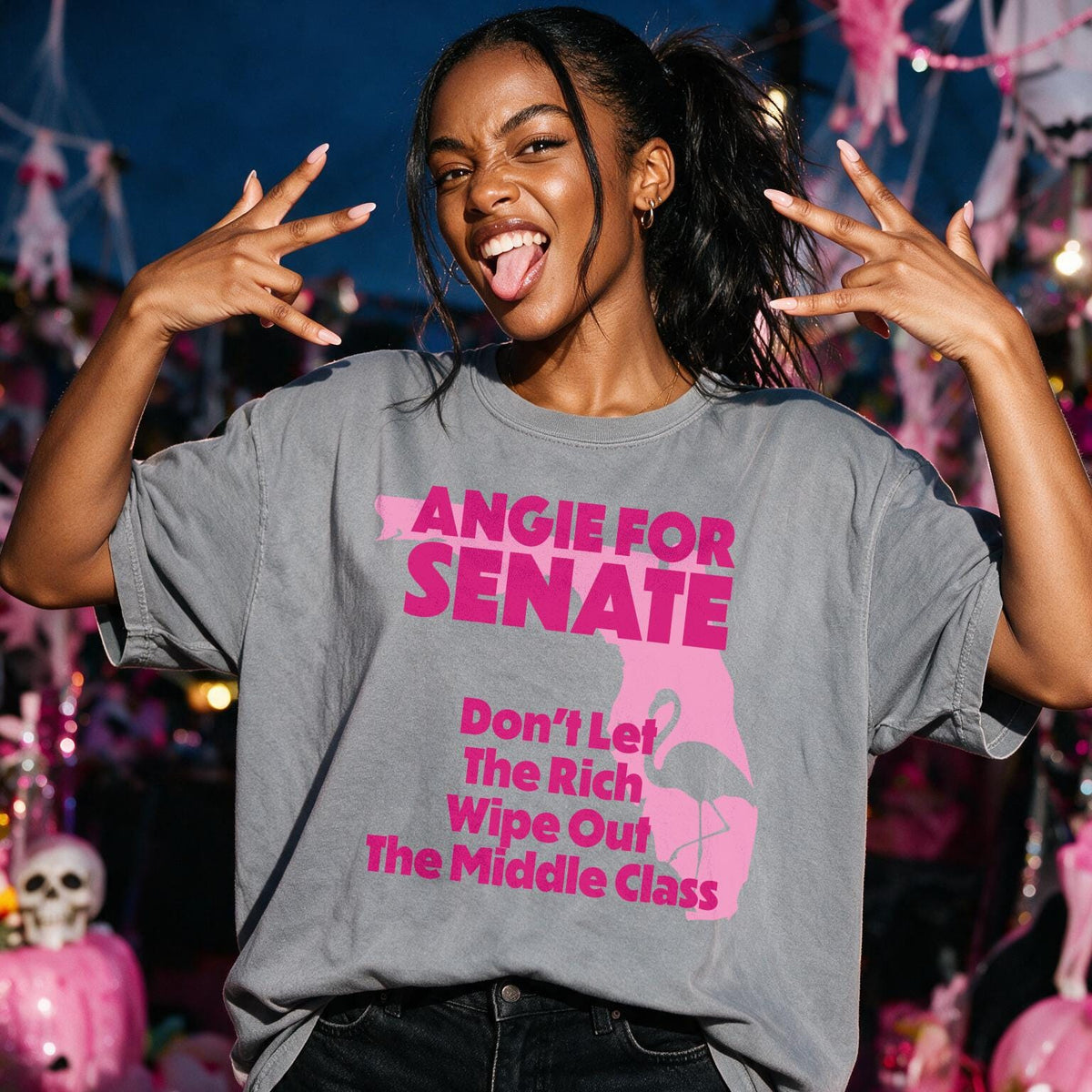 Grey t-shirt with &amp;quot;Angie for Senate: Don&amp;