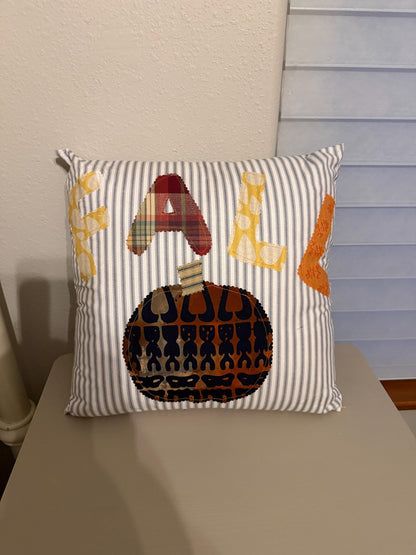 Fall Applique Pillow 16 x 16 Featuring Removable Cover Machine Washable