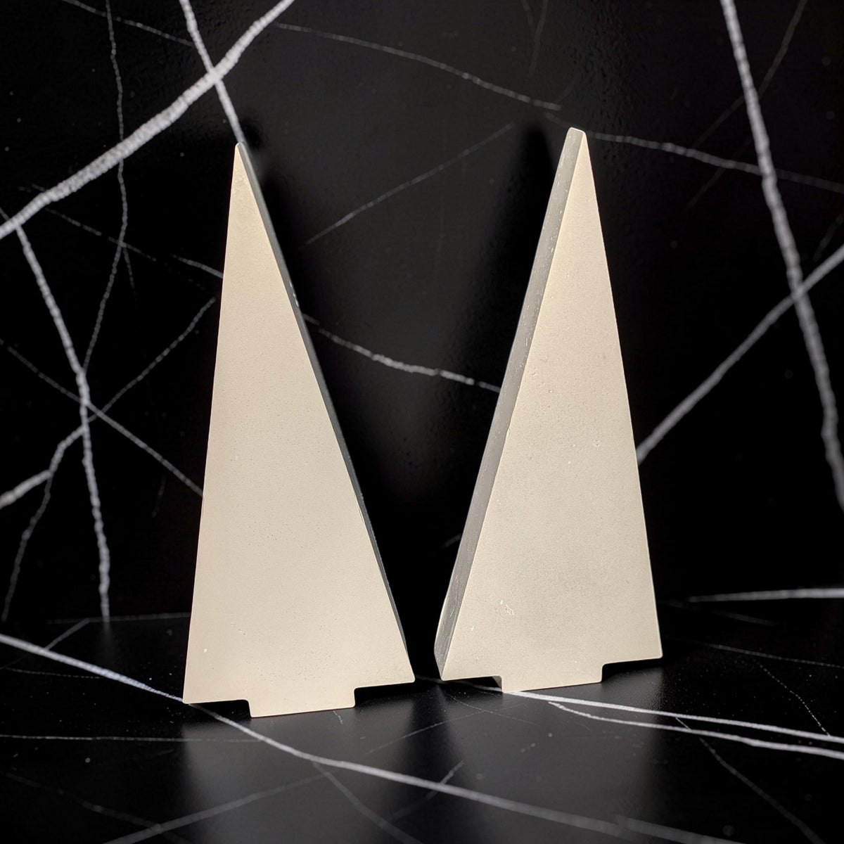 Modern Concrete Christmas Tree Decor, 9&amp;quot; Minimalist Neutral Holiday Tree Figurine, Brutalist Winter Mantel &amp; Shelf Decor
