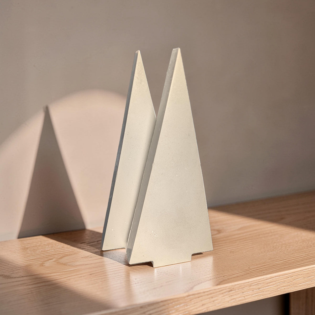 Modern Concrete Christmas Tree Decor, 9&amp;quot; Minimalist Neutral Holiday Tree Figurine, Brutalist Winter Mantel &amp; Shelf Decor