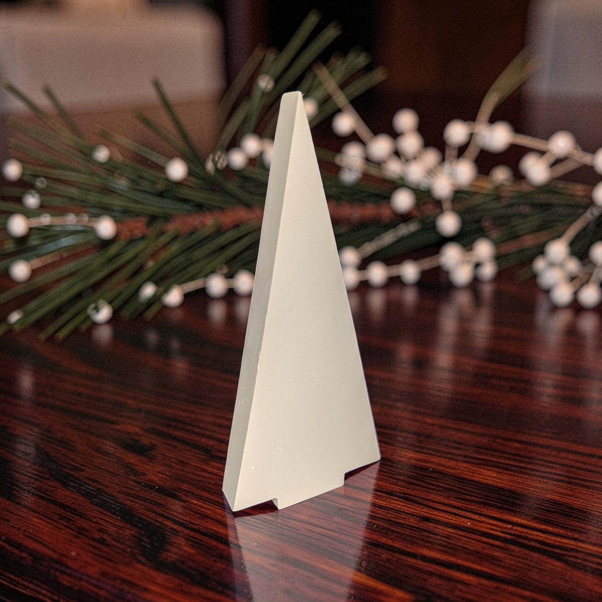 Modern Concrete Christmas Tree Decor, 9&amp;quot; Minimalist Neutral Holiday Tree Figurine, Brutalist Winter Mantel &amp; Shelf Decor