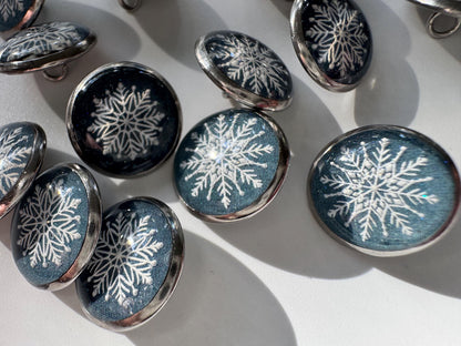 Small Round Buttons - Lace Snowflakes  - 12mm / 1/2 inch