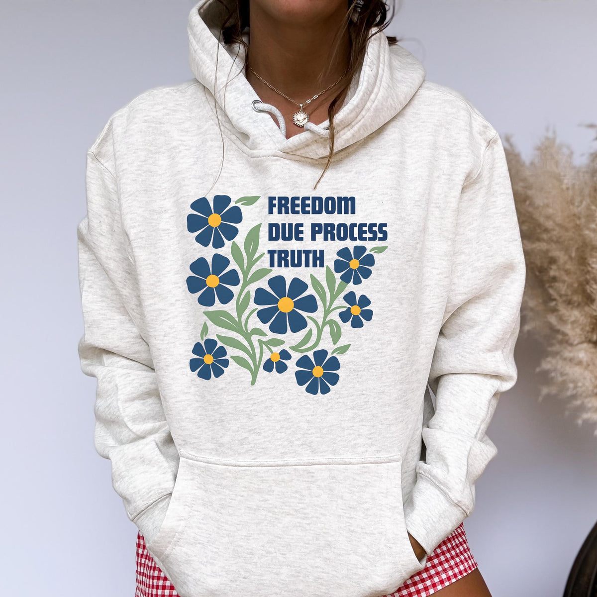 Subtle FDT Floral Freedom Due Process Truth Hoodie, Floral Social Justice Sweatshirt