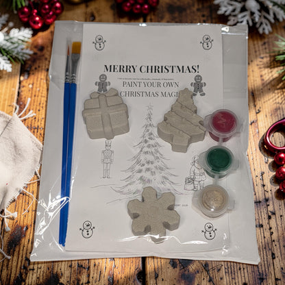 Paint Your Own Christmas Magnets Kit, Concrete Christmas Craft for Kids, Holiday Party Favor, DIY Stocking Stuffer, Classroom Craft Activity