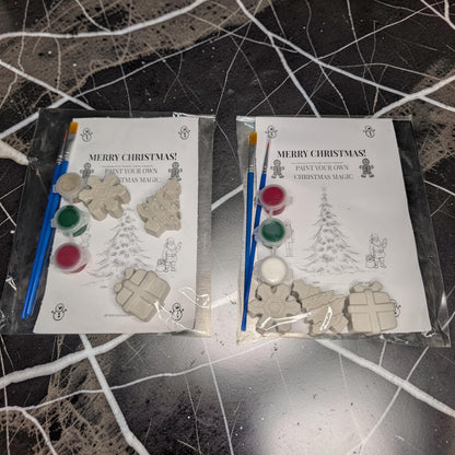 Paint Your Own Christmas Magnets Kit, Concrete Christmas Craft for Kids, Holiday Party Favor, DIY Stocking Stuffer, Classroom Craft Activity