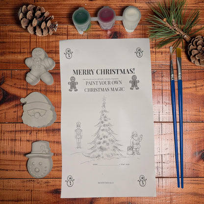 Paint Your Own Christmas Magnets Kit, Concrete Christmas Craft for Kids, Holiday Party Favor, DIY Stocking Stuffer, Classroom Craft Activity