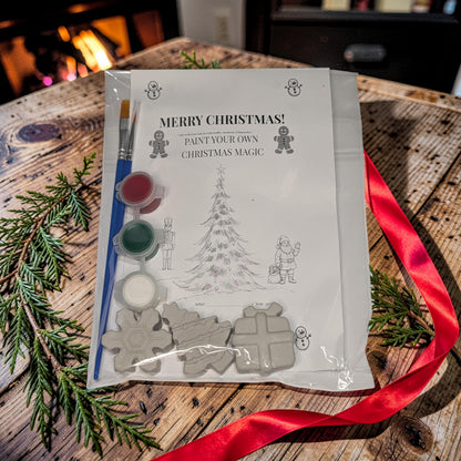 Paint Your Own Christmas Magnets Kit, Concrete Christmas Craft for Kids, Holiday Party Favor, DIY Stocking Stuffer, Classroom Craft Activity