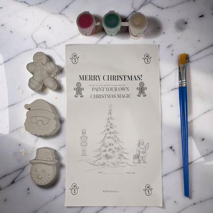 Paint Your Own Christmas Magnets Kit, Concrete Christmas Craft for Kids, Holiday Party Favor, DIY Stocking Stuffer, Classroom Craft Activity