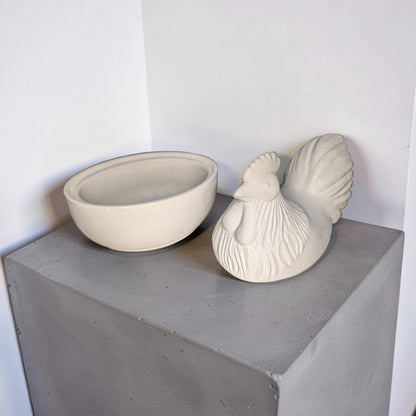Concrete Chicken Jar with Lid | Hen on Nest Trinket Box | Farmhouse Salt Cellar &amp; Jewelry Dish | Modern Rustic Kitchen Decor