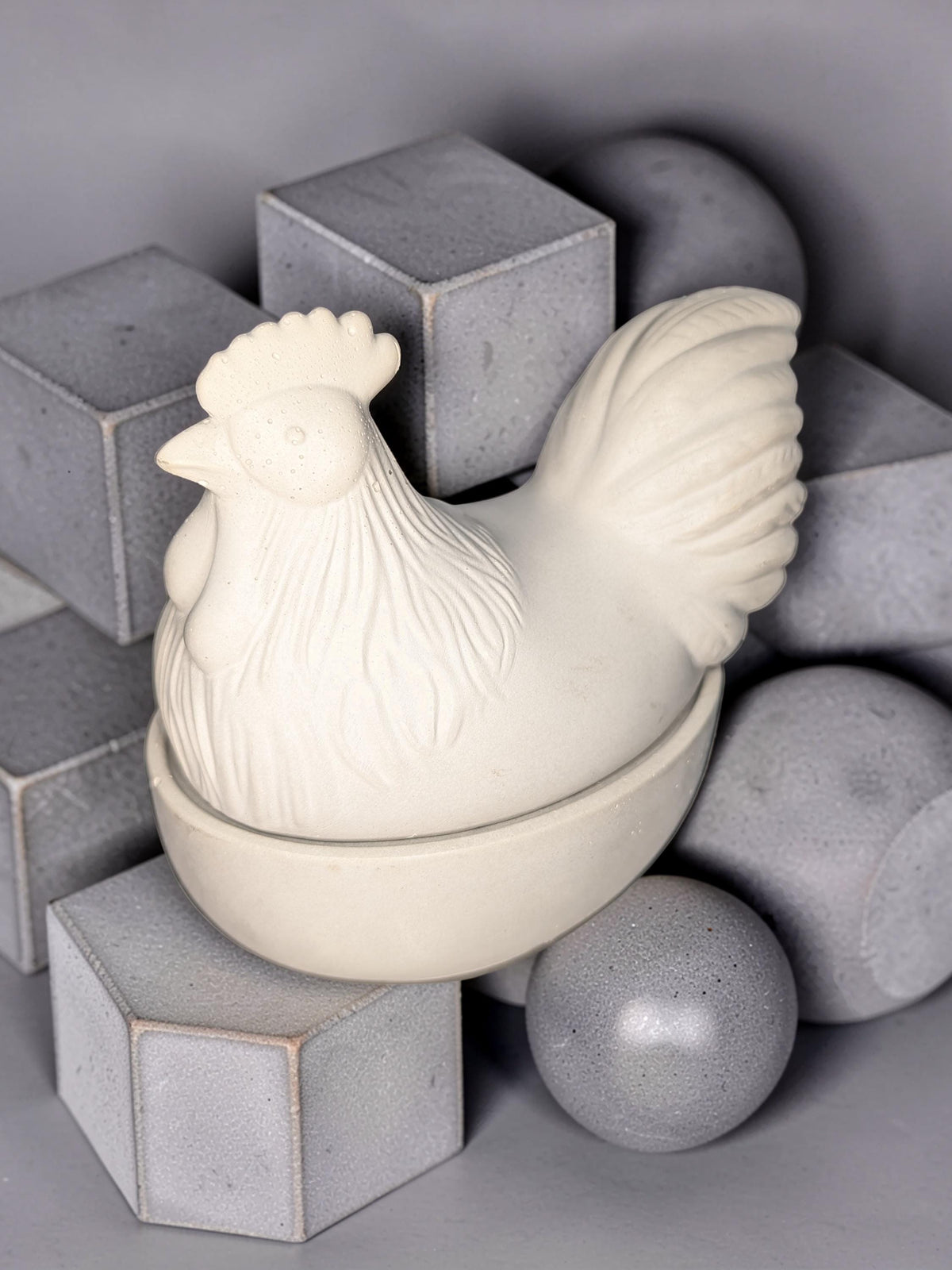 Concrete Chicken Jar with Lid | Hen on Nest Trinket Box | Farmhouse Salt Cellar &amp; Jewelry Dish | Modern Rustic Kitchen Decor