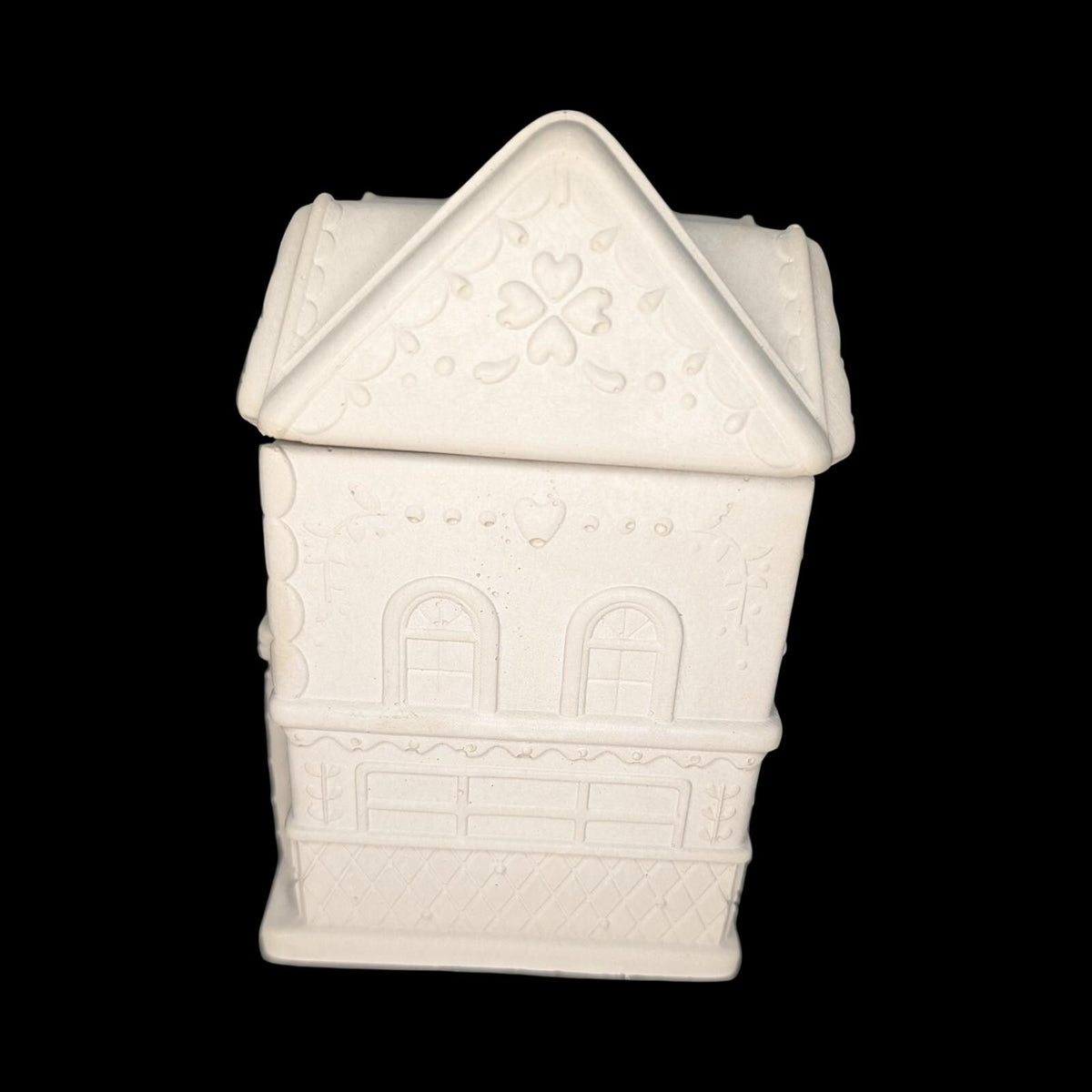 Concrete Gingerbread House Jar with Lid | Christmas Village Trinket Box &amp; Candle Vessel | Holiday Mantle Decor | DIY Winter Craft Jar