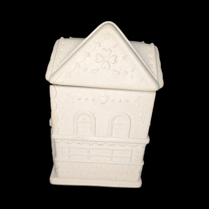 Concrete Gingerbread House Jar with Lid | Christmas Village Trinket Box &amp; Candle Vessel | Holiday Mantle Decor | DIY Winter Craft Jar