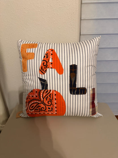 Fall Applique Pillow 16 x 16 Featuring Removable Cover Machine Washable