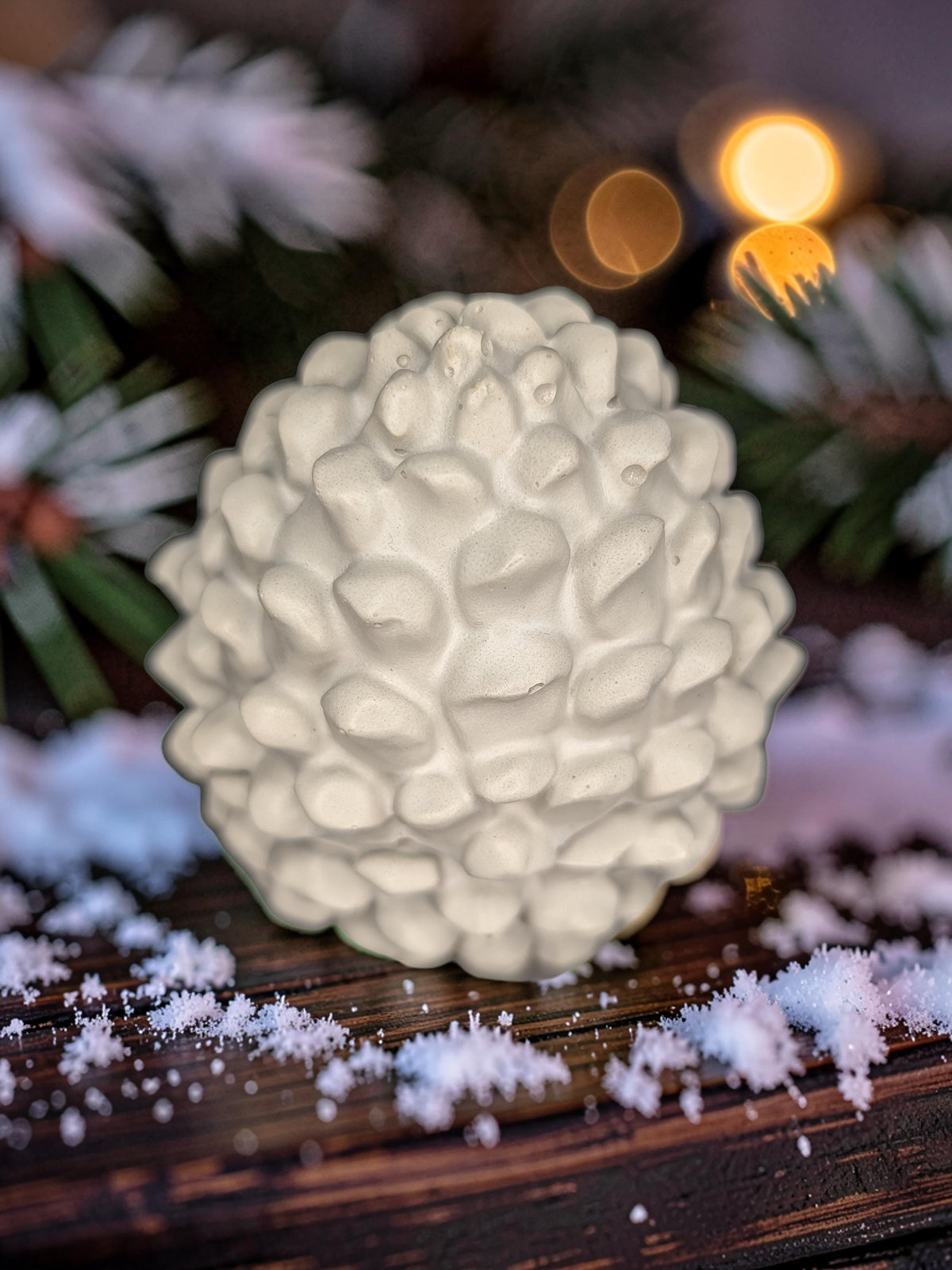 Concrete Pinecone Jar with Lid | Woodland Trinket Box &amp; Candle Vessel | Rustic Winter Mantle Decor | Modern Nature Inspired Christmas Decor