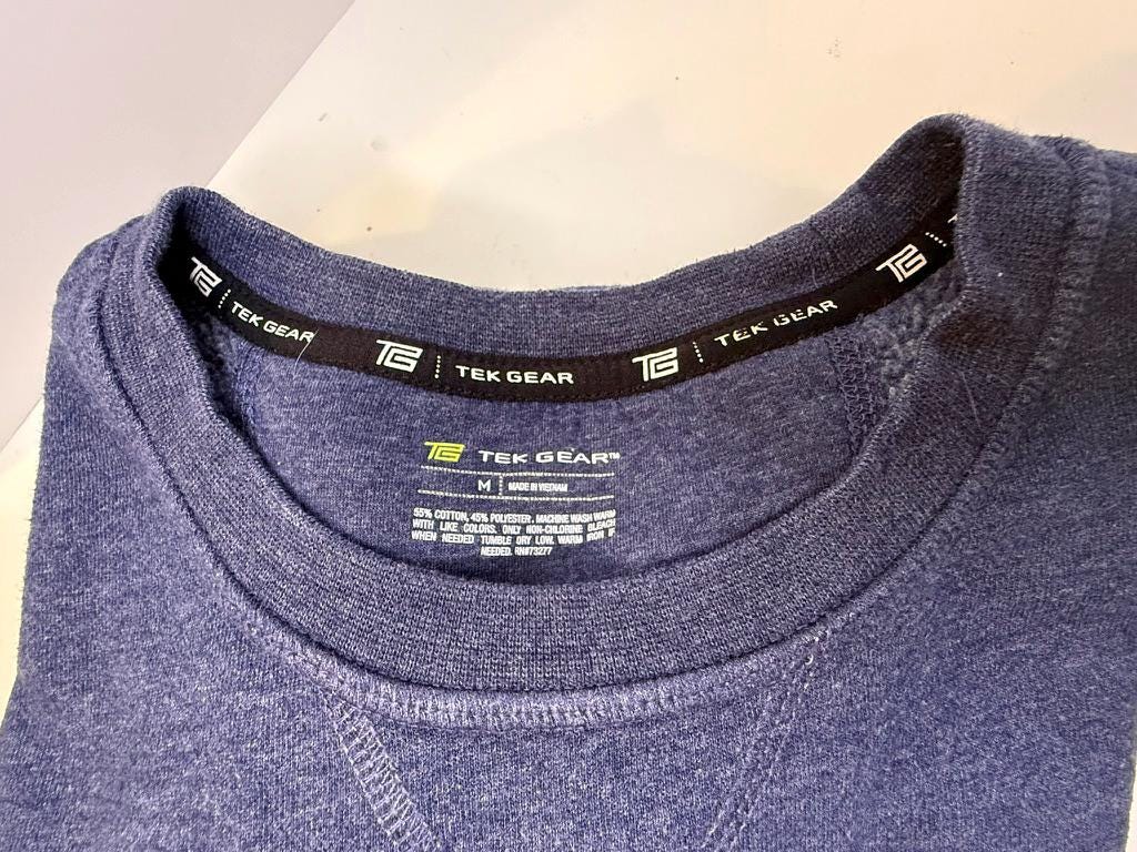 Upcycled Gender Neutral Blue Crewneck Sweatshirt | VOTE -  diversity, equality, love, kindness | Size M