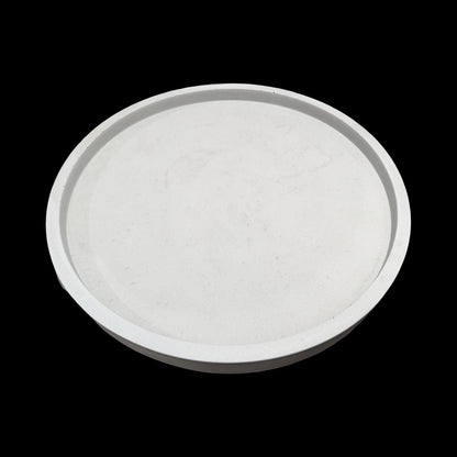 Large 15.5 Inch Concrete Round Tray, Modern Light Gray Decorative Centerpiece, Minimalist Coffee Table Catchall, Cement Vanity Tray