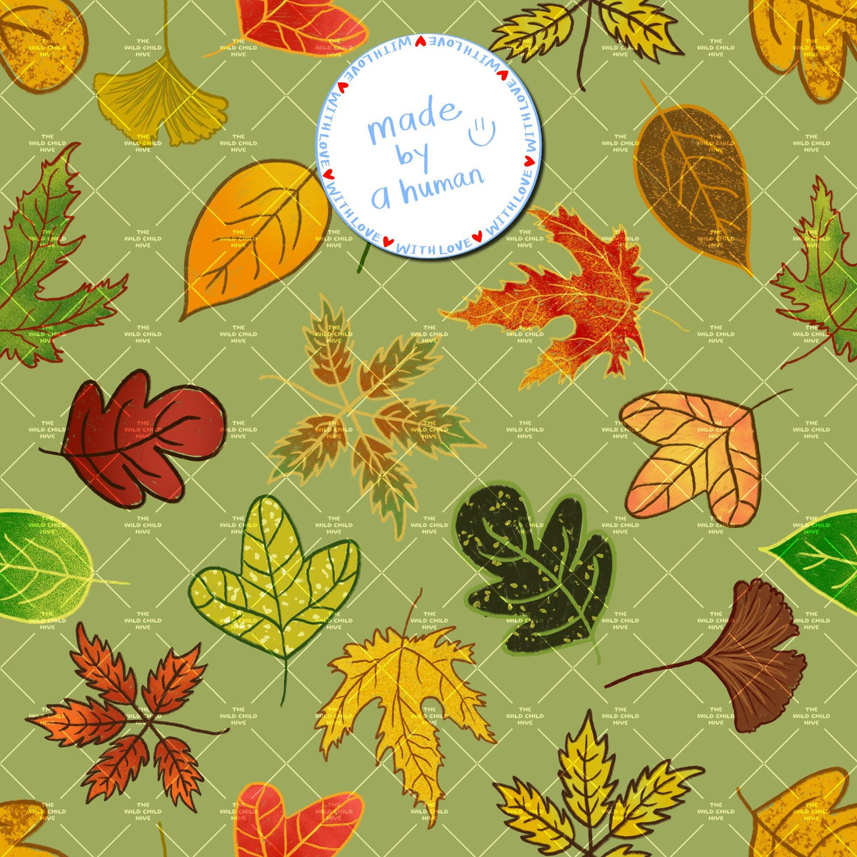 Six Fall Seamless Patterns Bundle,  Autumn Leaves Fabric Sublimation, Commercial Use, Hand-Drawn Digital Paper